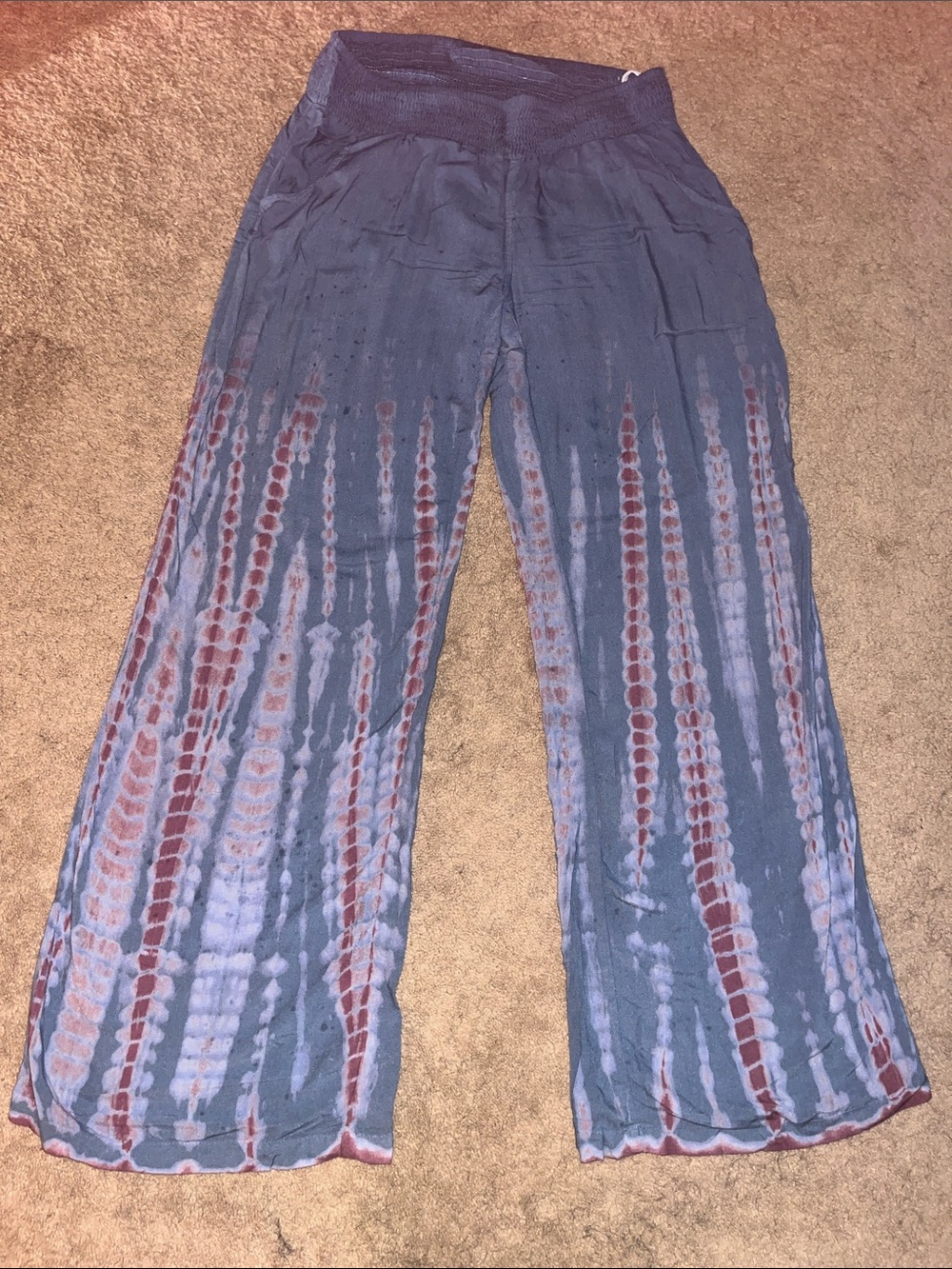 Tie-Dye Wide Leg Pants in Blue and Red